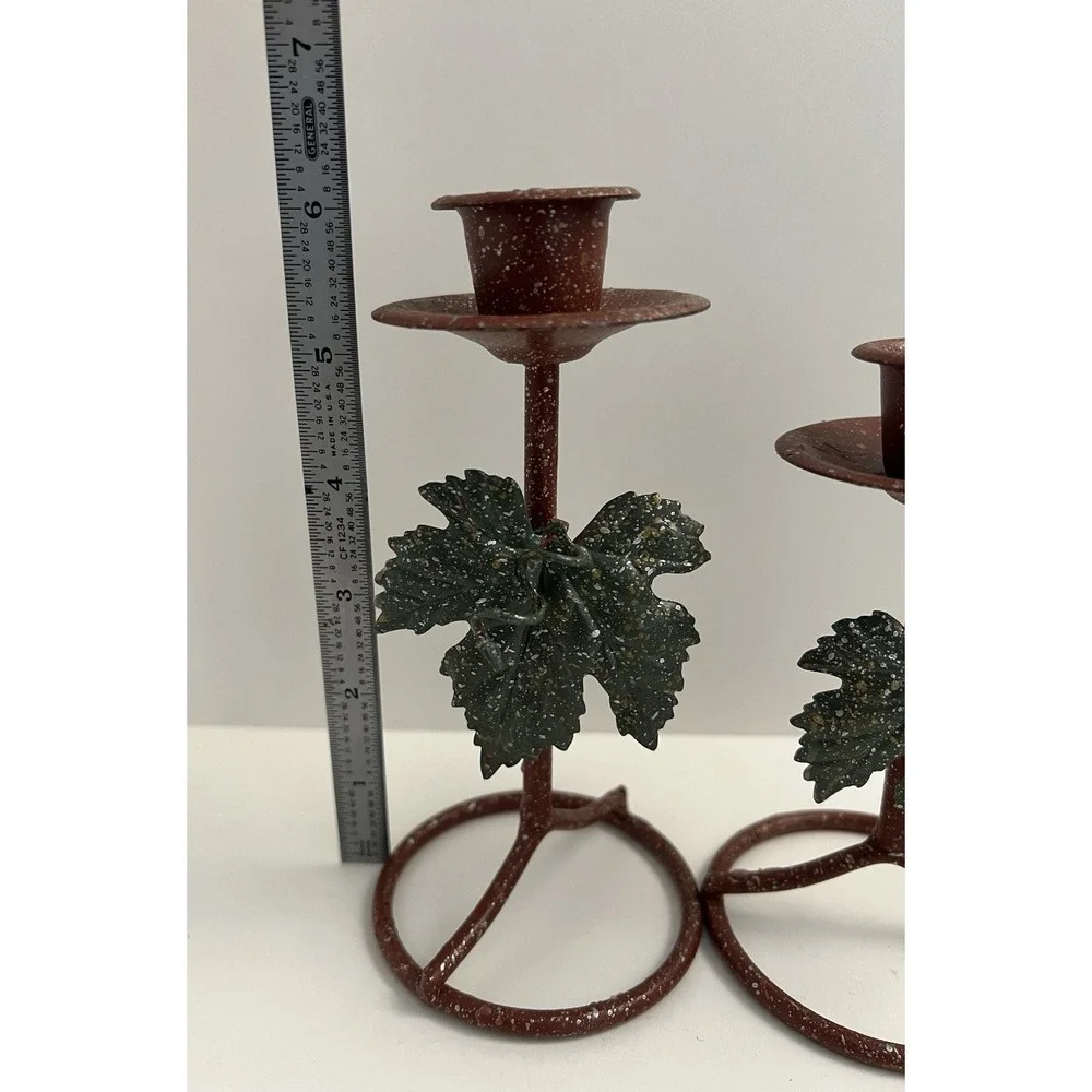 Vintage Pair Metal Grapevine Candlestick Holders Home Interiors Rustic Decor